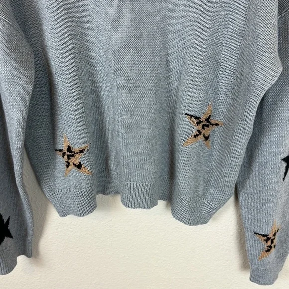RAILS PERCI HEATHER GRAY ANIMAL STARS CASHMERE BLEND KNIT SWEATER - Picture 5 of 9